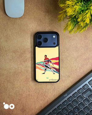 Cristiano Ronaldo United iPhone case featuring Manchester United football artwork with colourful torn-paper graphics