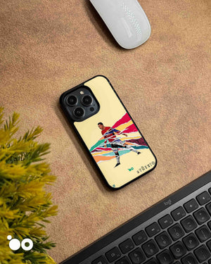 Cristiano Ronaldo United iPhone case featuring Manchester United football artwork with colourful torn-paper graphics
