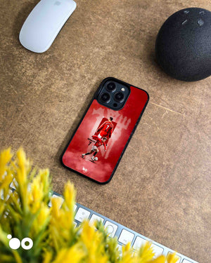 Cristiano Ronaldo Red Legacy iPhone case featuring Manchester United No. 7 artwork on a red background