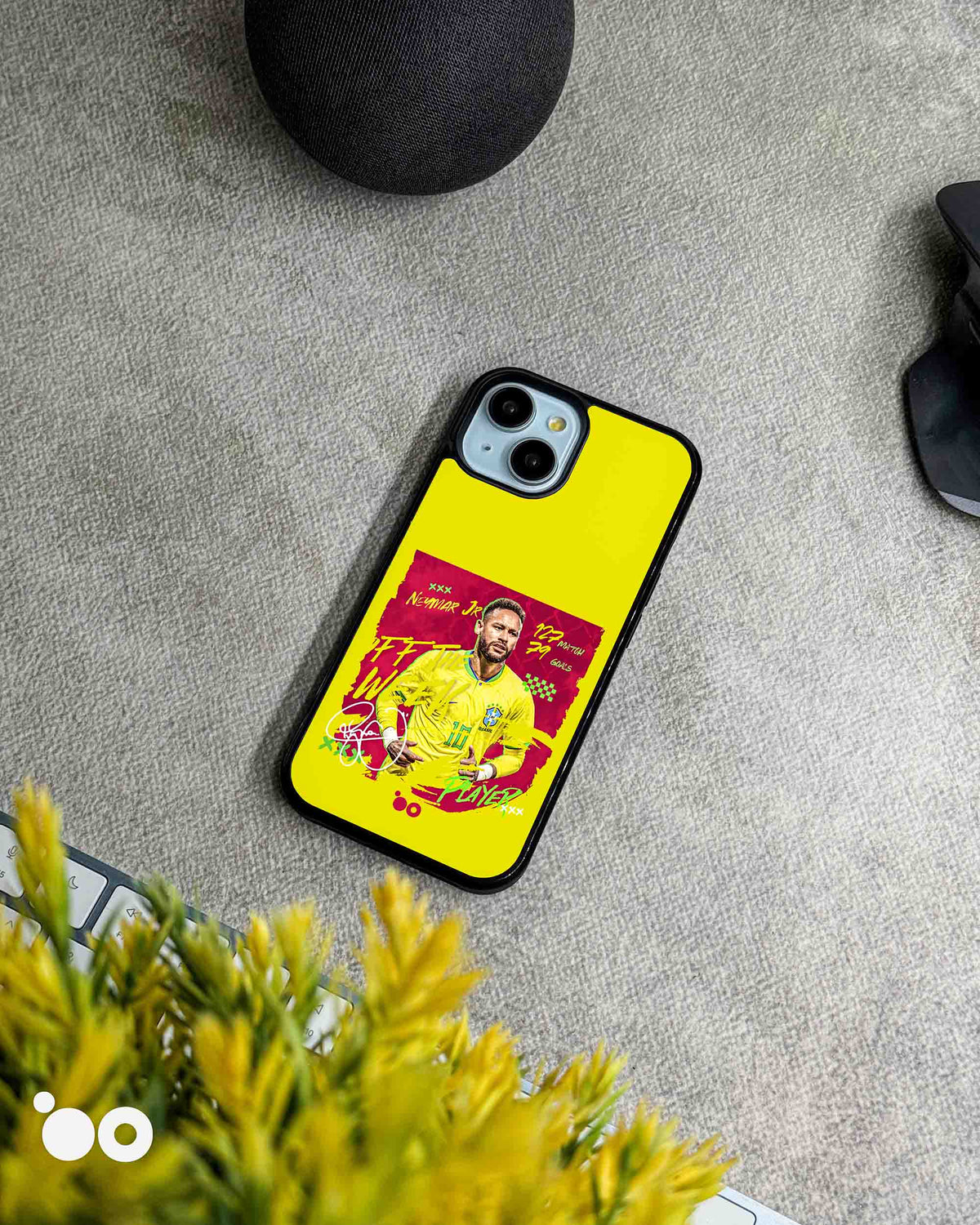 Neymar Brazil Legend iPhone case featuring Neymar Jr in Brazil's yellow No. 10 jersey with vibrant pink graphics