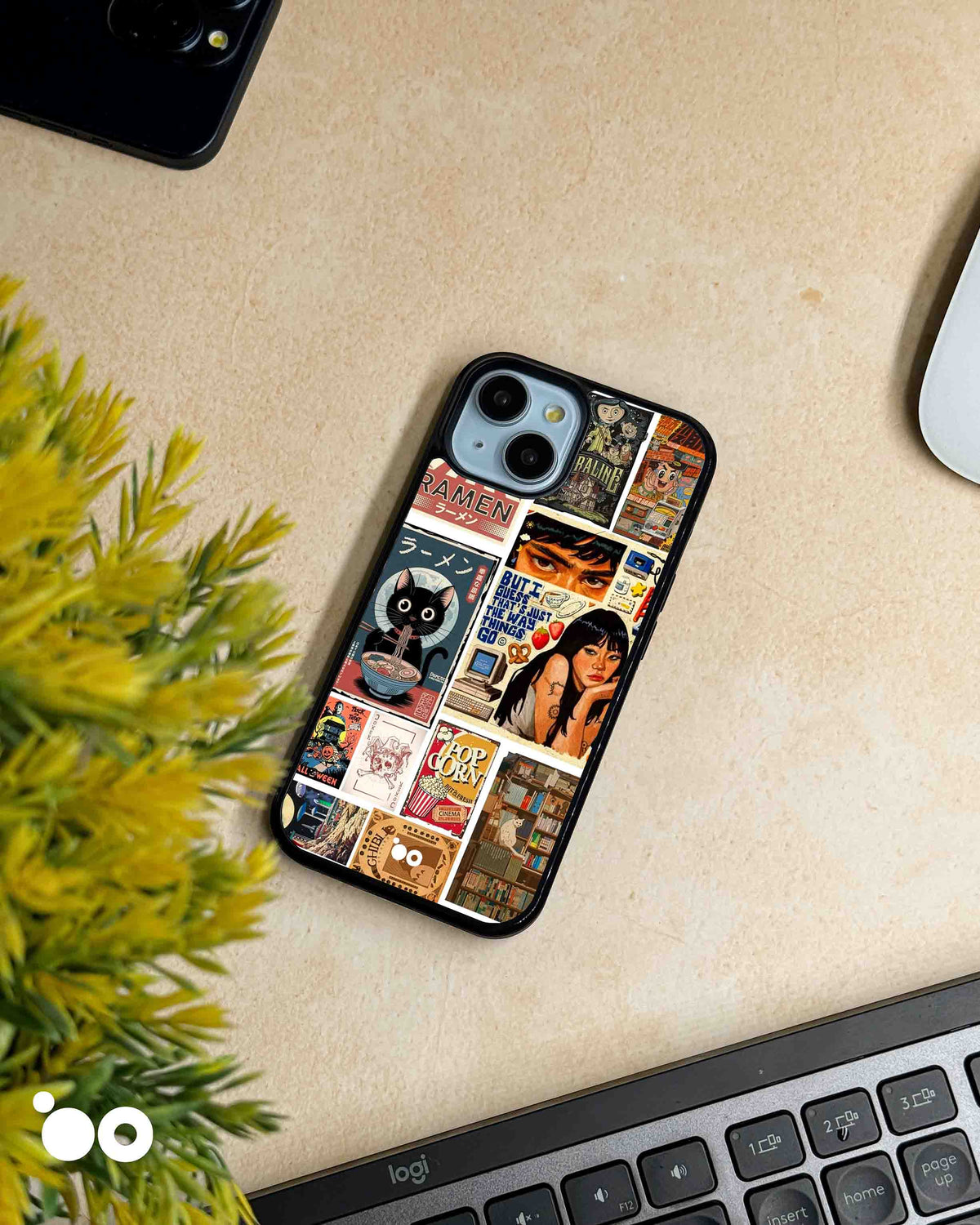 Offbeat Archives designer iPhone case featuring retro Japanese ramen art, black cats, anime and vintage poster collage.