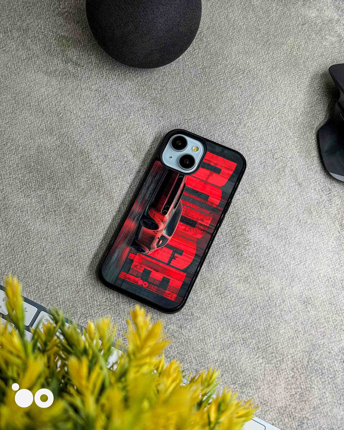 Redline Shadow iPhone case featuring a red Dodge muscle car, bold Dodge typography and dark industrial artwork