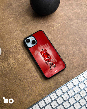 Cristiano Ronaldo Red Legacy iPhone case featuring Manchester United No. 7 artwork on a red background