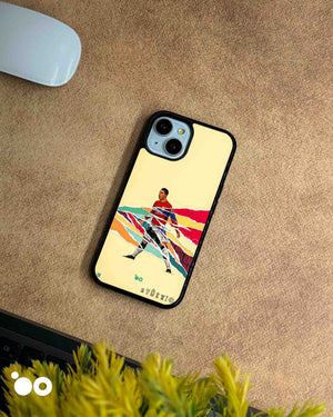 Cristiano Ronaldo United iPhone case featuring Manchester United football artwork with colourful torn-paper graphics