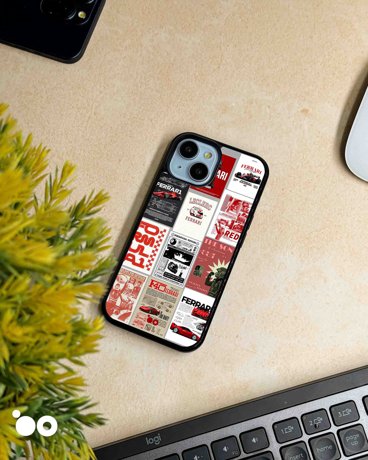 Scuderia Archives iPhone case featuring Ferrari Formula 1 racing posters, Leclerc artwork and vintage F40 collage