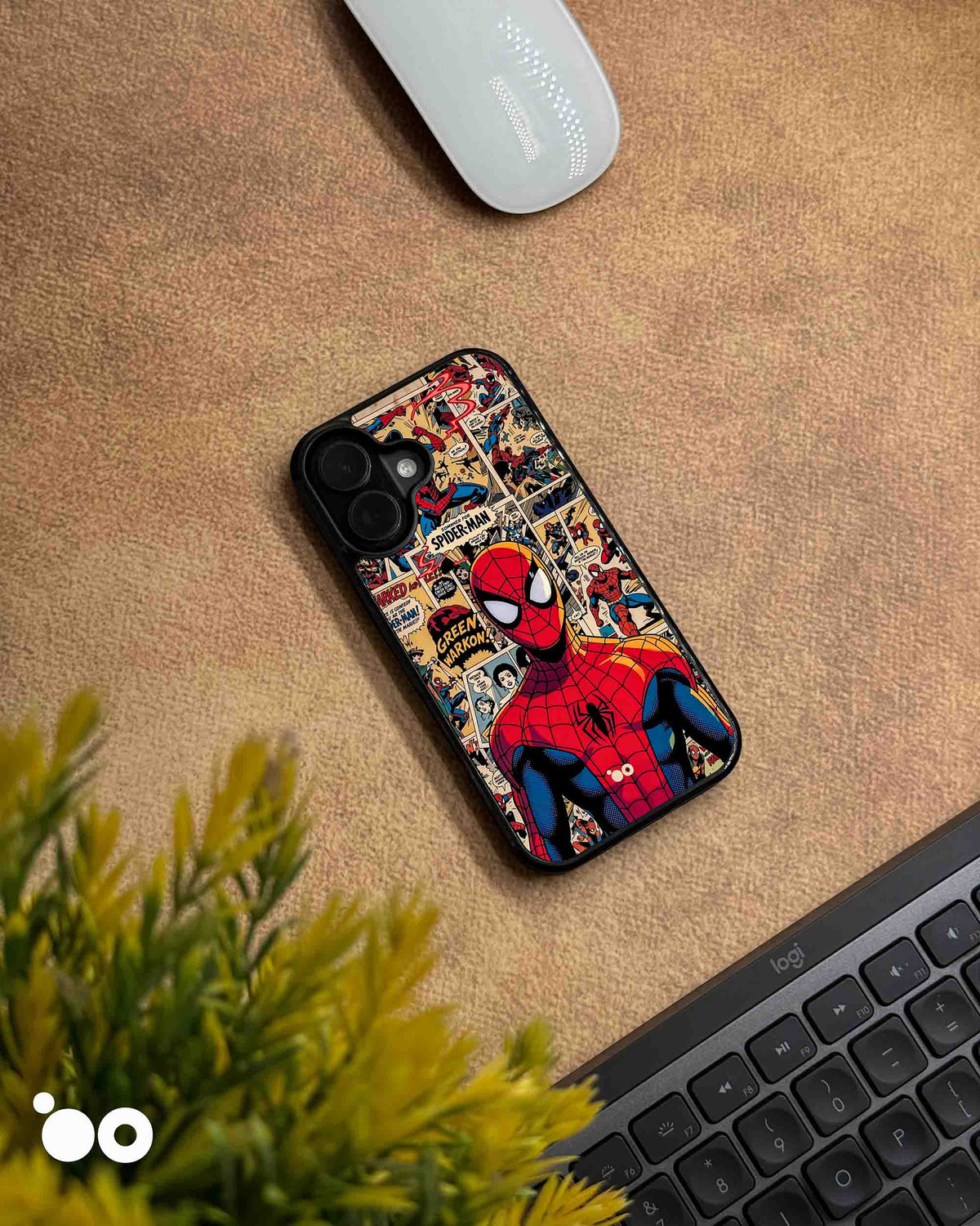 Spider-Man Classic iPhone case featuring bold red and blue superhero artwork with vintage Marvel comic-book panels