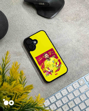 Neymar Brazil Legend iPhone case featuring Neymar Jr in Brazil's yellow No. 10 jersey with vibrant pink graphics