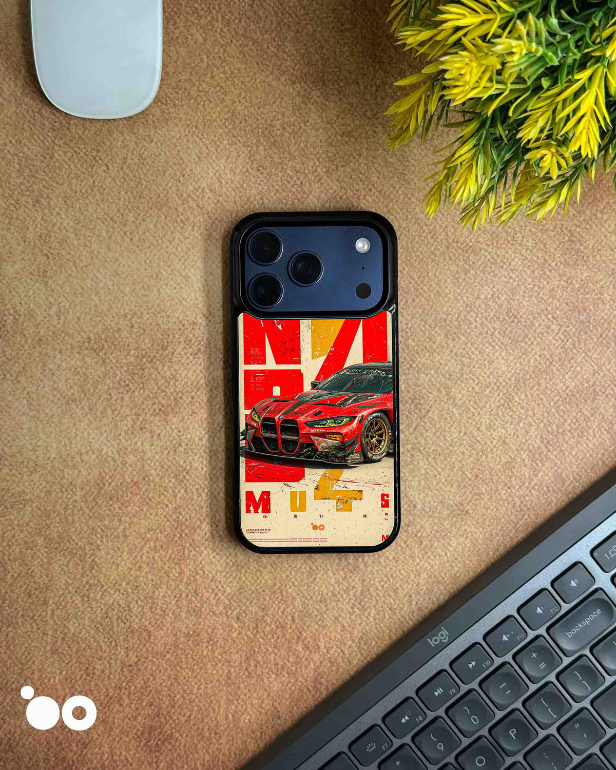 BMW M4 GT3 Redline designer iPhone case featuring a red and black BMW M4 GT3 race car with bold motorsport graphics.