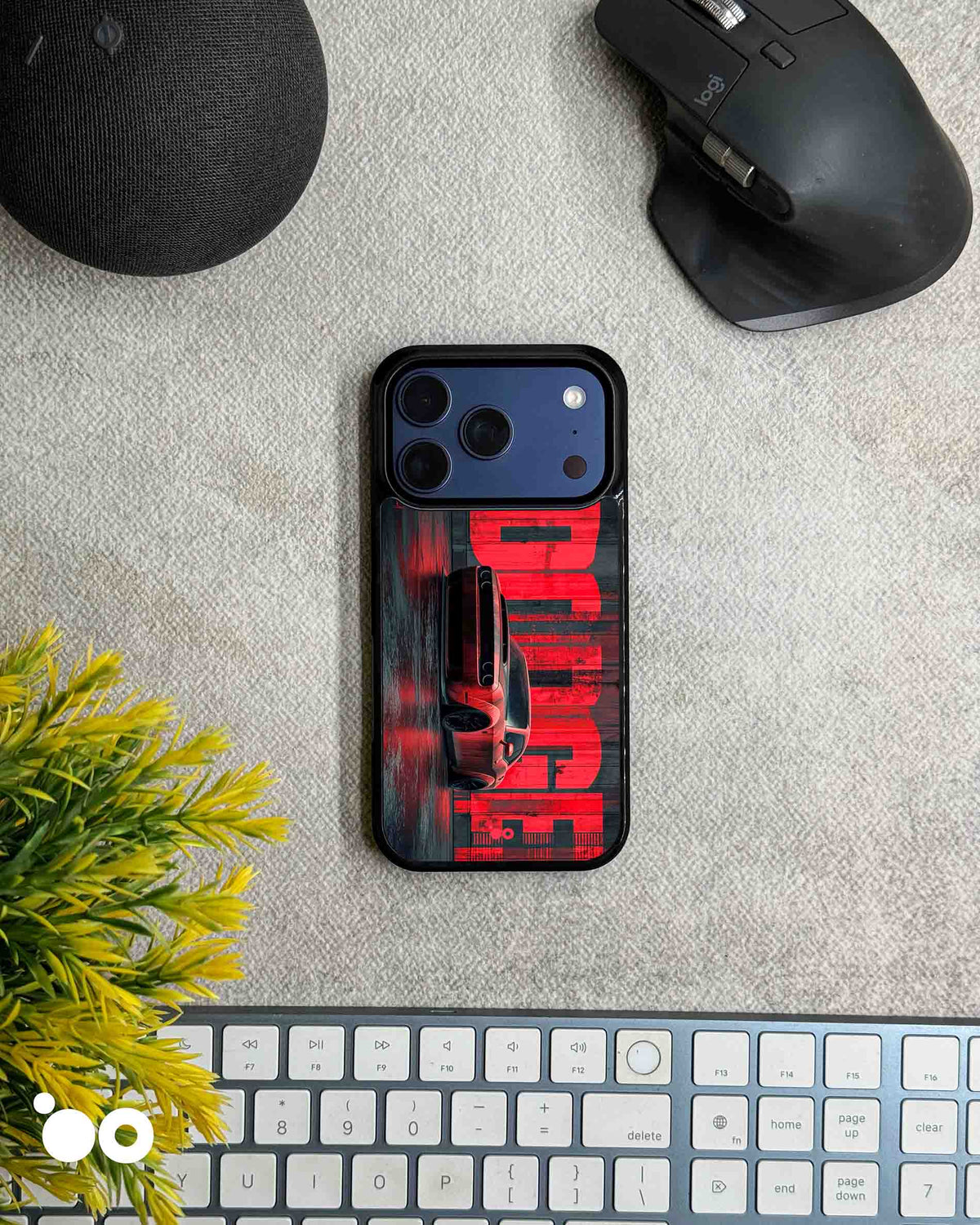 Redline Shadow iPhone case featuring a red Dodge muscle car, bold Dodge typography and dark industrial artwork