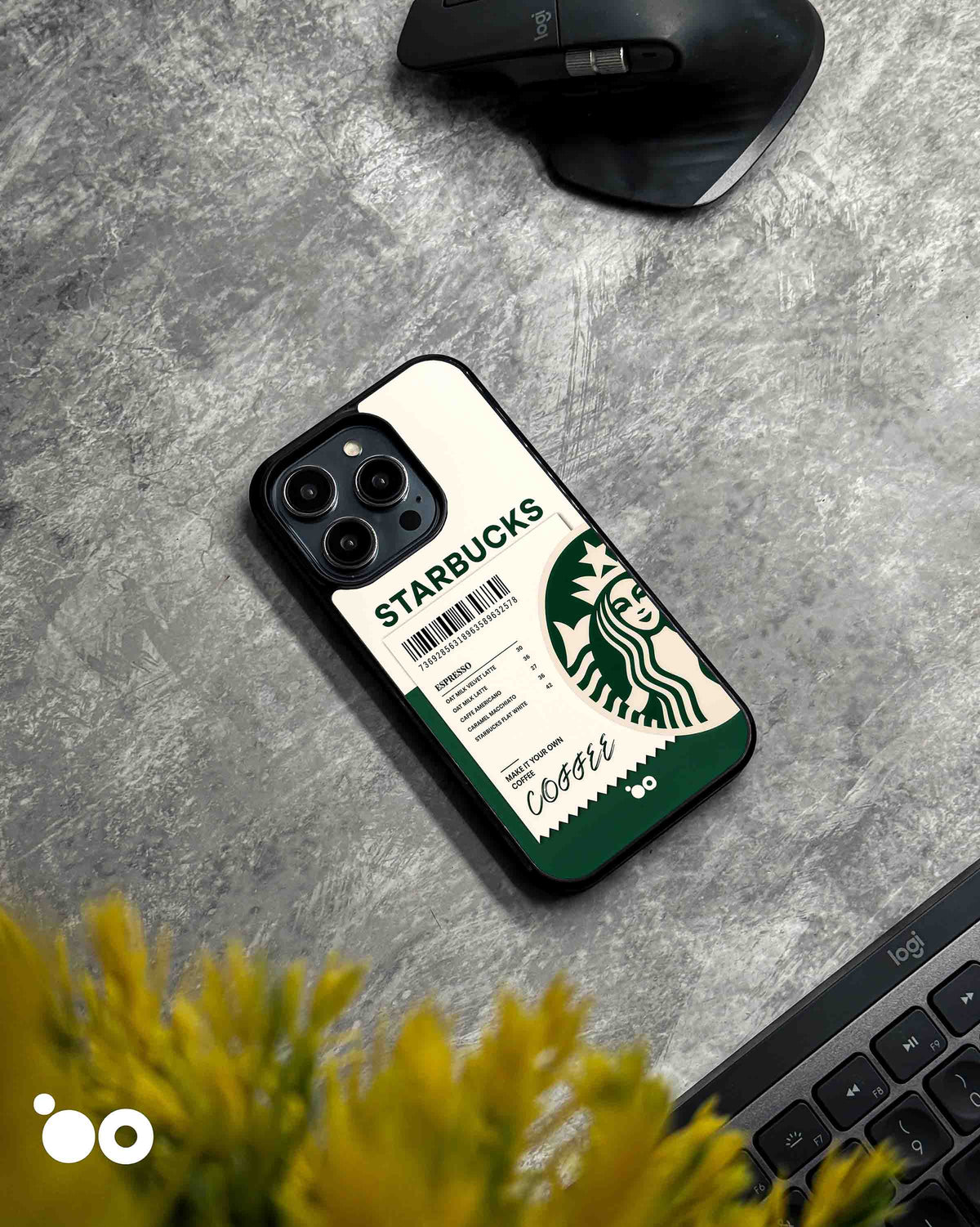 Starbucks Coffee Receipt iPhone case featuring green and cream tones, barcode, coffee menu and iconic logo. 