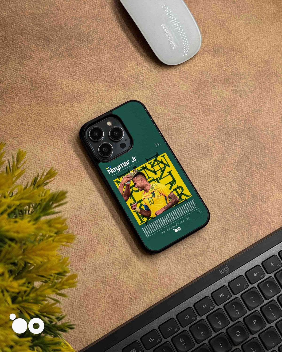 Neymar Jr Legacy iPhone case featuring Neymar in Brazil's yellow No. 10 jersey with green background and bold typography