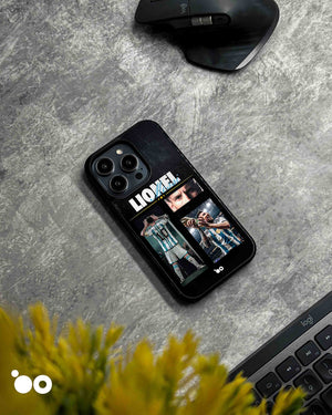 Lionel Messi Golden Moment iPhone case with Argentina No. 10, trophy celebration photos and a black collage design
