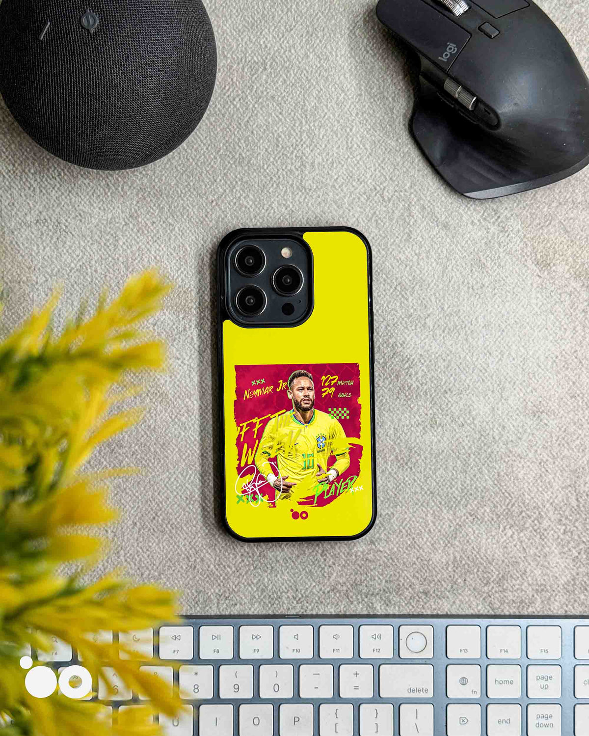 Neymar Brazil Legend iPhone case featuring Neymar Jr in Brazil's yellow No. 10 jersey with vibrant pink graphics